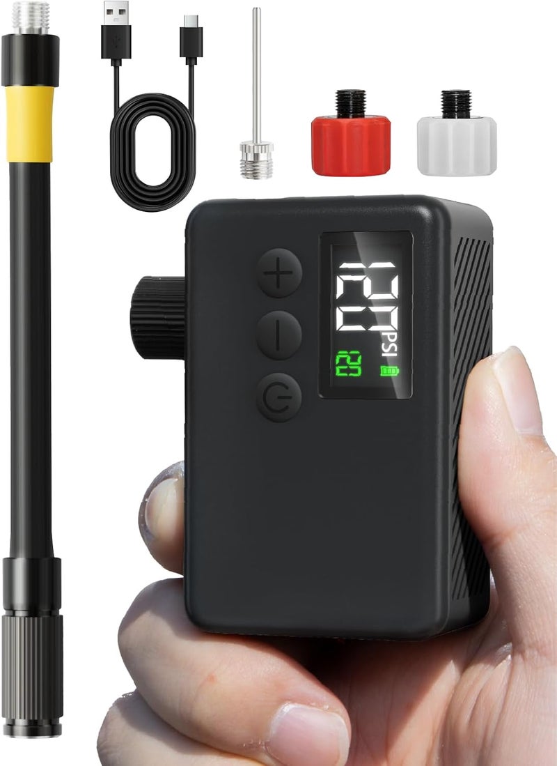 GPUTEK Mini Bike Tire Air Pump: Fast Inflate Portable Small Bicycle Electric Pump for Presta and Schrader Valves, 120 Psi High Pressure Pump with Digital Gauge for Road Bike, Mountain Bike, E-Bike - Image 1